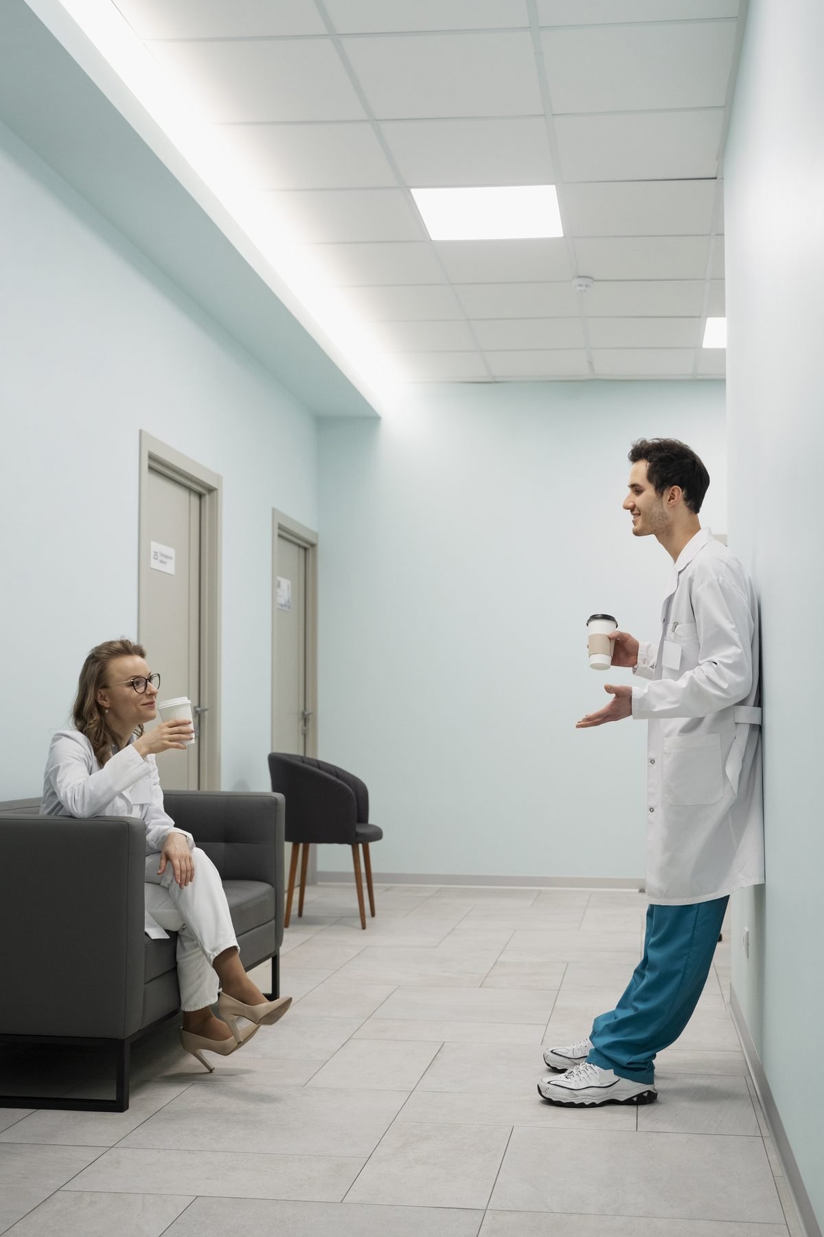 Physician reviewing data with team